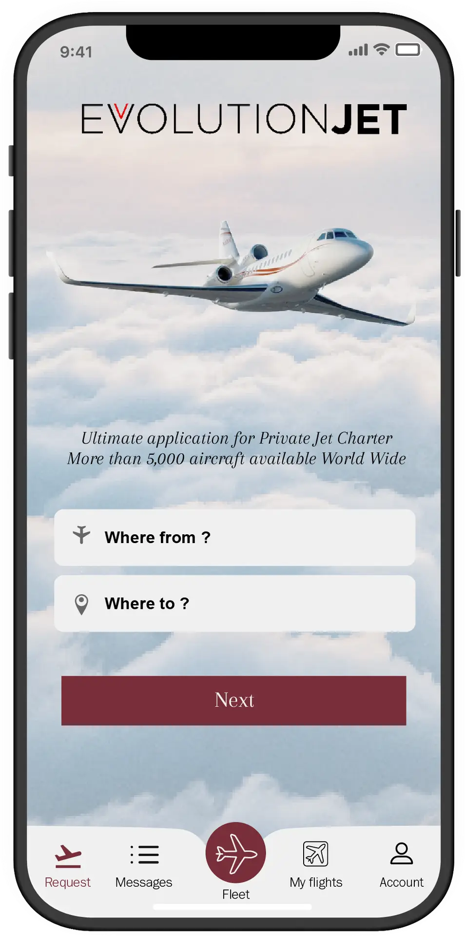 Bienvenue sur l'application Evolution Jet